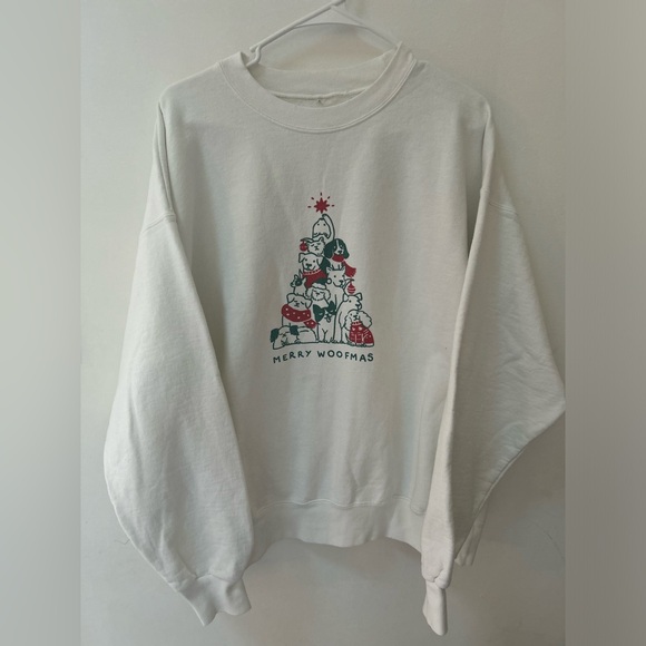 Merry Woofmas Graphic Pullover Sweatshirt Oversized Size XL 🐕 Christmas 🎄 - Picture 2 of 7